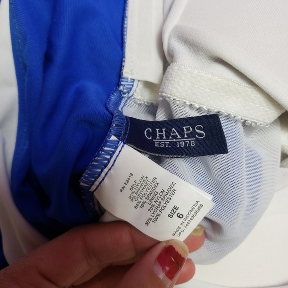 New chaps blue, halter slimming fit one piece bathing suit womens size 6 - Picture 7 of 7